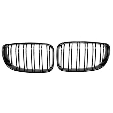 Blank Svart Dobbel Lamell Front Grill Nyre Grill Erstatning for BMW E81 E87 E82 E88 120I 128I 130I