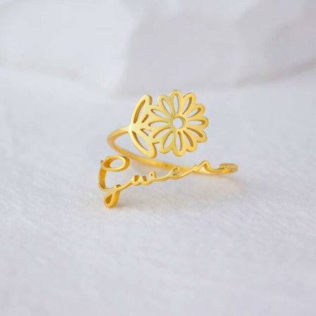 Custom Pearl Namn Ringar För Kvinnor Tjej Smycken i rostfritt stål Justerbara Öppna Personliga Ringar Bröllopstillbehör