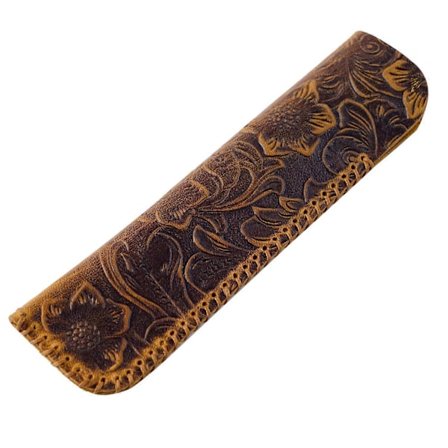 Pennfodral 170 mm x 45 mm Imitation Kohud Snidat Mönster Handgjord Pennväska Pennskydd Brun