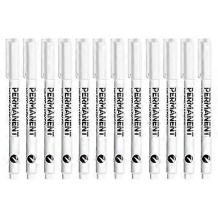1/12 st Vita permanenta märkpennor 0,2 mm spets Snabbtorkande Vattenresistent för papper Läder Sten Trä Glas Kläder Metall