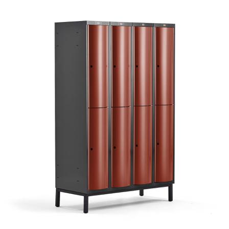Kleiderspind CURVE mit Beingestell, 4 Module/2 Türen, 1940 x 1200 x 550 mm, Herbstrot