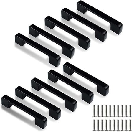 10-pak firkantede kjøkkendørhåndtak i rustfritt stål med 96 mm senteravstand