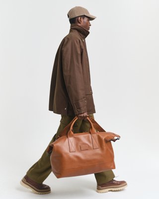 GANT - Duffelbag i skinn til herre cognac