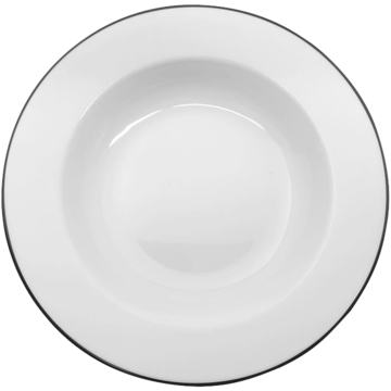 Tallrik djup Blocho Kaszub Vit med svart rand 29cm