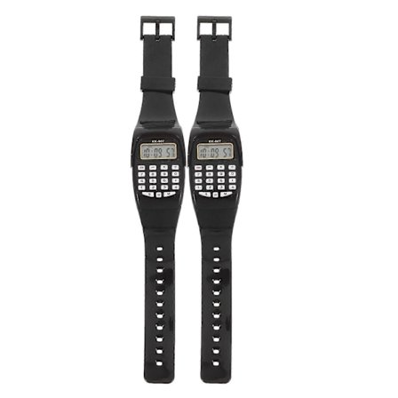 2 kpl Kellotyyppisiä laskimia Kannettava laskinkello Ranne Geometrinen laskukello Syntymäpäivälahja lapsille Musta