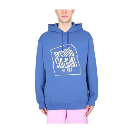 Opening Ceremony Sweatshirt With Logo BOX Blå, Herre Hættetrøjer