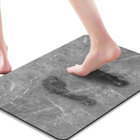 Halksäker Badmatta, Marmor Badmatta, Extra Absorberande Svart