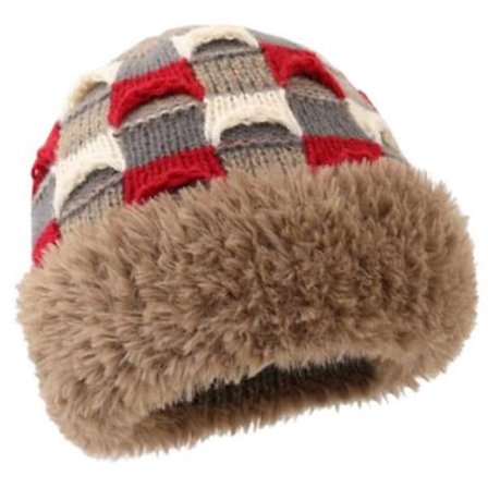 Varm strikket vinterhue - med fleecefor - unisex - egnet til koldt vejr (khaki)