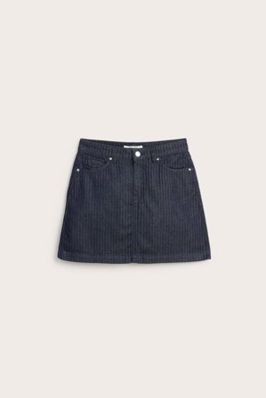 Kappahl | Fiskebenmønstret jeansskjørt | Mørk denim