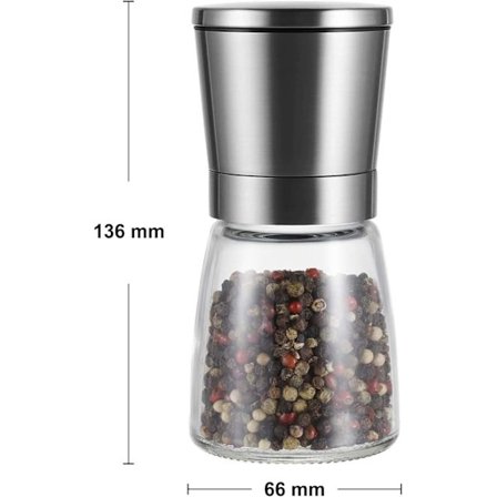 Set med 2 premium keramiska salt- och pepparkvarnar med justerbar grovhet