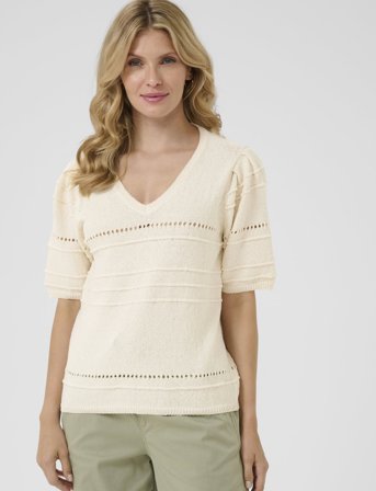Cream Crpoppi Knit Blouse - Cream - XL