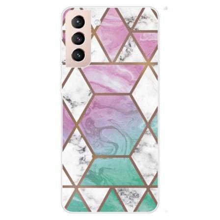 Marble Samsung Galaxy S22 Plus Etui - Hvid Diamant i Farverig Baggrund Multicolor
