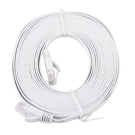 RJ45 CAT6 Ethernet Nätverk Platt LAN-kabel UTP Patch Router-kablar 1000M Vit 5 meter