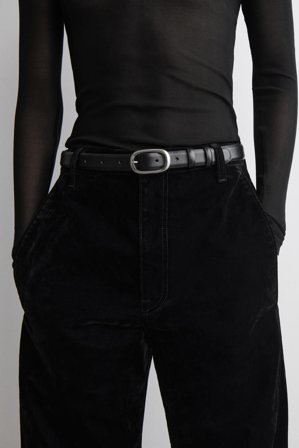 COS Women's Pantaloni Barrel In Denim Floccato in Nero