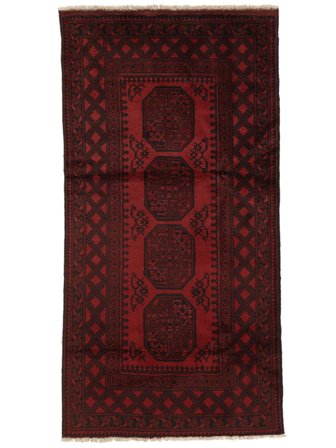 98X197 Alfombra Oriental Afghan Fine Negro/Rojo Oscuro (Lana, Afganistán)
