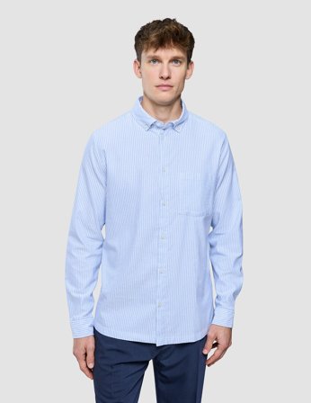 Shaping New Tomorrow - All-Day Oxford Shirt - Light Blue Stripes - Herr - Storlek XL