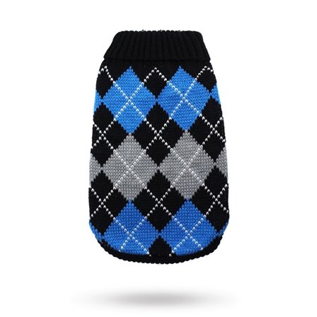 Urban Pup - Black & Blue Argyle - Strikket Hundegenser - Hundegenser, hundvester & T-skjorter til hunder