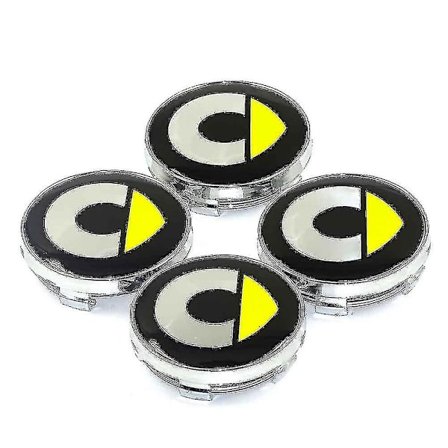 60mm Emblem for Benz Smart Fortwo 451 453 Forfour 450 452 454 Cabrio Roadster - Hjulnavsdeksel (sølv gul)