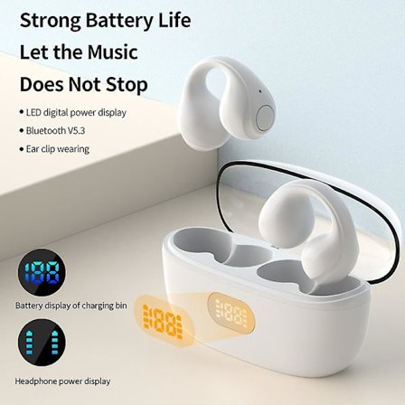 Tws True Wireless Bluetooth 5.3 Hörlurar Smärtfria Öronklämma Sport Hörlurar Hifi Ljud Handfree Öronproppar Knappkontroll Med Strömvisning Chaging Cas