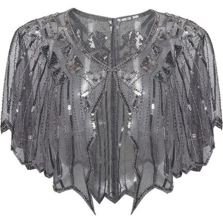 1920-talssjal omlott paljett pärlstav kväll Cape Brudsjal Bolero Flapper Cover Up