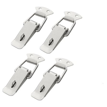 4 stk fjærbelastet låsespenne i rustfritt stål for verktøykasser, skuffer og esker