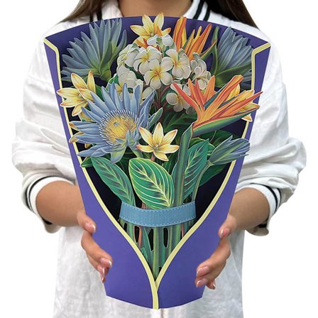 3D Pop Up-kort, 12 tommer evighedsblomstbuket lykønskningskort