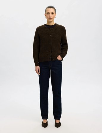 Selected Slflulu Ls Knit Short Cardigan Noos - Black - XXL