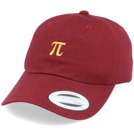Iconic - Rood unconstructed Cap - Pi Archimedes Constant Maroon Dad Cap @ Hatstore