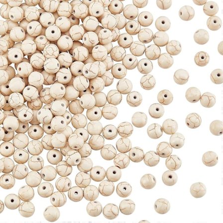 250 stk. Syntetiske Howlitt Perler 8mm Farget Hvit Howlitt Perler Edelsten Energi Stein Runde Løse Perler for Armbånd Halskjede Smykkelaging