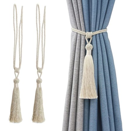 Gardinknytere Håndlaget Tau Kvast Knytere Par Gardin Holdbacks Gardin Liner Bånd for Kontor Hjem Dekorativ Draperisett med 2