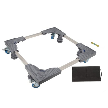 Justerbart kjøleskapstativ Vaskemaskin Stativ Justerbar Møbel Dolly med 4 føtter 4 Enkelt Hjulbrems Grå