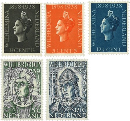 Holland 1938+1939 - NVPH 310-312+323-324 - Ubrugt