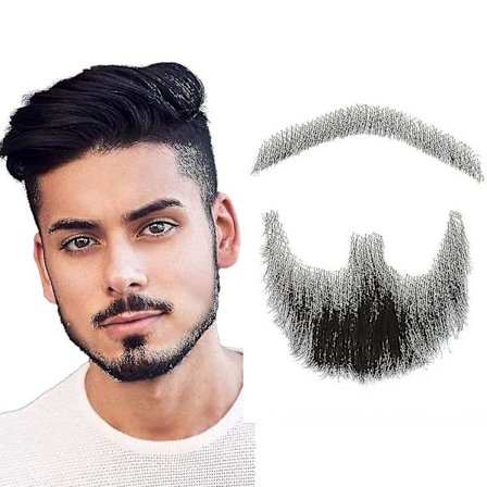 Falsk Skæg Realistisk 100% Menneskehår Fuld Håndbundet Bukkeskæg Sort Til Mænd Makeup Underholdning/drama (hz03)