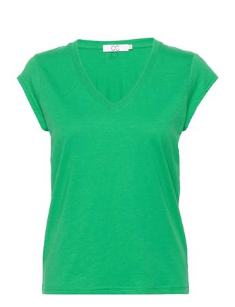 Cc Heart Basic V-Neck T-Shirt T-shirts & Tops Short-sleeved Grønn Coster Copenhagen*Betinget Tilbud