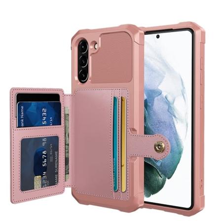 Smart og Vellaget Skal med Kortlomme - Samsung Galaxy S21 FE Rose Gold