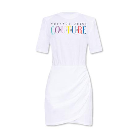 Versace Jeans Couture, Dress with logo Biały, Kobieta, Rozmiar: M