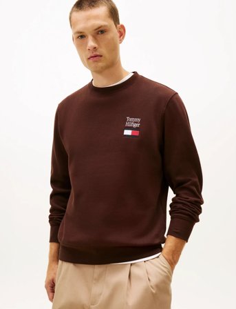 Tommy Hilfiger Tommy Embro Flag Sweatshirt - Brown - M