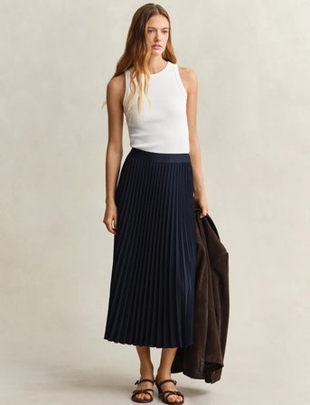 GANT Pleated Midi Skirt - Blue - 42