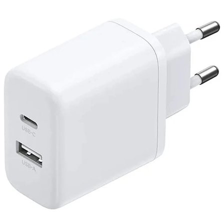 Ugreen GaN 20W USB-laturi, jossa 1xUSB ja 1xUSB-C - valkoinen