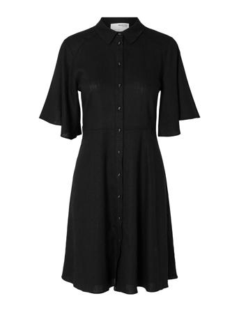 Slfgulia 2/4 Short Shirt Dress Selected Femme Black