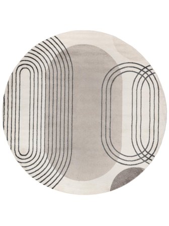 Amphi Ø 240 Groß Grau/Taupe Braun Geometrisch Rund Teppich