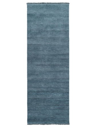 Handloom Fringes 80X200 Pequeño Petrole Oscuro Pasillo Alfombra De Lana
