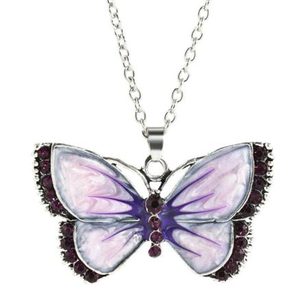 Halssmycke - Lila Fjäril - Variant 1 Med 50cm Halsband Purple Lila 50cm