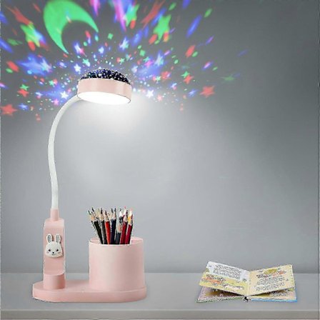 Skrivebordslampe Barn Sengelampe Med Penneholder Dimbar Oppladbar LED Leselampe