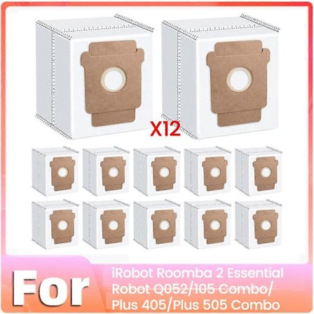 12 stk. støvsugerposer til iRobot Roomba 2 Essential Robot Q052/105 Combo/ Plus 405/Plus 505 Combo støvsugertilbehør