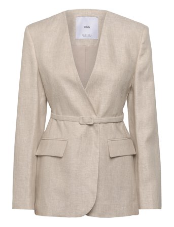Mango | Linen Suit Jacket With Belt | S
