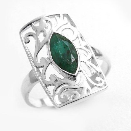 Labskapat Smaragdring - Handgjord Smycke - 925 Sterling Silver - Silverring - Presenter till henne