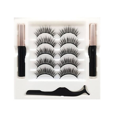 Magnetiska ögonfransar och eyeliner Kit par naturligt utseende lösögonfransar med magnetisk eyeliner pincett Lätt att applicera