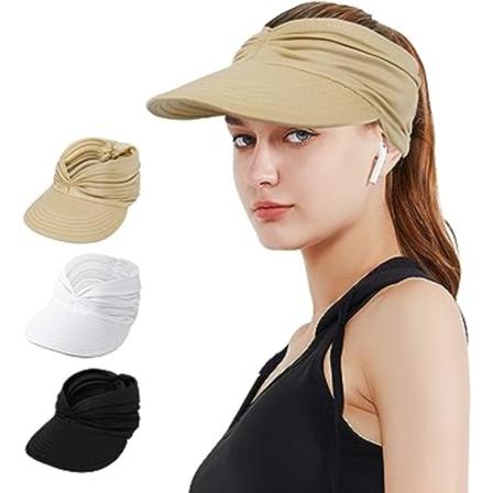 Dame Visor Cap, Bredskygget Udendørs Solhat, Sammenfoldelig og Hurtigtørrende UPF50+ Solbeskyttelses Strandhat, Kan bruges til Strand, Golf, Løb