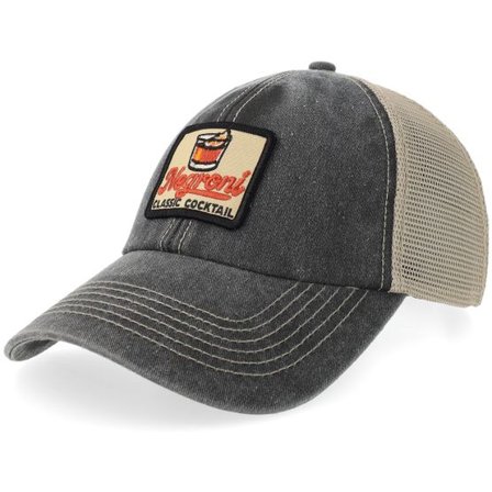 Iconic - Svart trucker Keps - Negroni Classic Cocktail Black/Stone Vintage Wash Trucker @ Hatstore